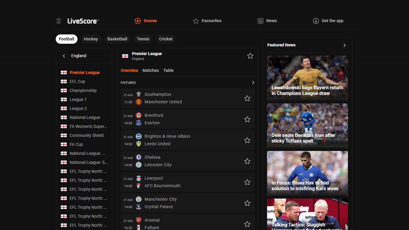 Premier League Live Scores, Results & Fixtures | LiveScore